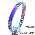 Rainbow plated stainless steel watchband chain bracelet, 230x10mm size and 38g weight - 10mm Rainbow (KB182893-KFC)