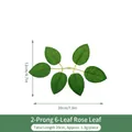 Artificial 6-leaf rose foliage sprig for DIY flower arrangements 20cm height - 2-Prong 6-Leaf Rose Leaf Red Line (20cm)