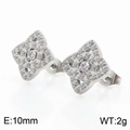 Silver flower stud earrings with sparkling zircon stones in 10mm diameter and 2g weight - Earrings (KE109784-KLX)
