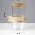 Creative glass hydroponic vase with cork lid and leather strap, 15cm height variant - Cylinder (8*15cm) with Beige Strap