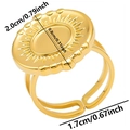 Detailed view of adjustable golden sunflower ring showing dimensions of 2.0cm disk diameter - Sunflower Sunburst