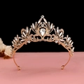 Detailed view of luxury gold crown featuring white crystals and waterdrop gems - No.2 KC Gold (White Stone)