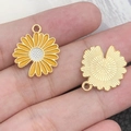 Yellow enamel daisy flower pendant with gold metal back and top hanging loop - 1Pc Yellow Single-Sided Sunflower 18x20mm