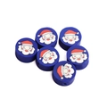 Blue cylindrical polymer clay beads featuring Santa Claus patterns for DIY jewelry - Blue Santa Claus