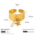 Detail of gold starfish star ring with freshwater pearl and brushed metal texture - Star Pearl Pendant Style (NB-R24371)