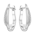 Boucles d'oreilles créoles croisées en argent 925 avec zircons scintillants argentés - Créole Courbe Simple 4120