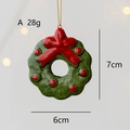 Christmas wreath ornament with red bow and gold string for tree decoration, 7cm 28g - Flower Garland