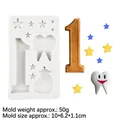 Silicone mold set for number 1, star and cartoon tooth shapes for cake decorating - Combined Graphic Style (17-384) / Gray