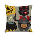Halloween decorative pillowcase featuring a cute black cat and pumpkin design - Black Cat & Pumpkin