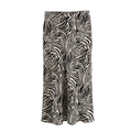 Detail of satin midi skirt showcasing bold black and white zebra print and smooth texture - XS / Zebra Print
