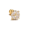 Gold floral cartilage stud earring with clear zircon petals and screw back ball closure - EGD0983 Gold (Flower)