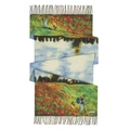 French country Van Gogh oil painting style thick cashmere-like scarf with red garden and tassels - 200cm x 70cm / Red Oil Painting Garden