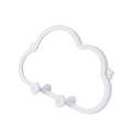 White cloud shaped hanging organizer with three hooks and suction cups for home storage - White