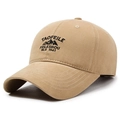 Khaki vintage washed cotton baseball cap featuring mountain embroidery and soft top design - Adjustable / Deep Beige