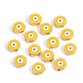 Golden 10mm evil eye alloy beads with yellow and white enamel for jewelry making - Round / Yellow