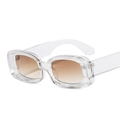 Retro thick square sunglasses with transparent white frames and brown gradient lenses - C11 Transparent Frame Gradient Tea Lens