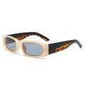 Gafas de sol retro con montura crema y patillas de leopardo sobre fondo blanco - Marco de Té de Gelatina Lentes Gris Claro