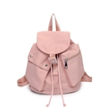 Minimalist light pink nylon backpack with drawstring closure and multiple utility pockets - Pink