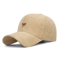 Casquette de baseball beige à chevrons avec un nœud en métal doré et visière - Réglable / Kaki