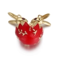 Detail of gold-plated rabbit pendant with red enamel shell and intricate leaf motifs - Red Easter Egg Rabbit Pendant