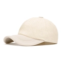 Cream-colored woven straw baseball cap featuring a breathable texture and curved brim - Off White