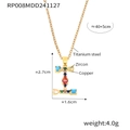 Letter I necklace pendant with colorful cubic zirconia and titanium steel chain - Letter I