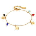 Golden stainless steel chain bracelet with colorful beads and star charms for women - Gold