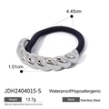 Silberner gedrehter Edelstahl-Haargummi mit schwarzem Elastikband, wasserfest und chic - Gedrehter Stil Silber (JDH2404015-S)
