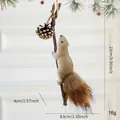 Cute foam squirrel Christmas tree ornament with pine cone and fluffy tail, 23cm height - Climbing Pole Squirrel Type B