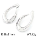 Minimalist silver-tone irregular teardrop earrings in polished metal finish - Style B (KE115286-KFC) / Silver