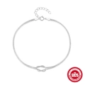 Bracciale a doppia catena serpente in argento sterling S925 con design a nodo centrale - Argento 925 / Oro Bianco
