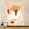 Moderner abstrakter Wandteppich mit einer Frau im Sonnenhut für elegante Wanddekoration - LC-10 (Modische Frau mit Hut) / 73*95CM (Gebürstet)
