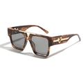 Gafas de sol cuadradas vintage de carey con detalles de corazones dorados en patillas - Rayas Té/Lente Gris