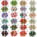 Set mit 24 Weihnachts-Haarschleifen für Mädchen mit festlichen Mustern wie dem Weihnachtsmann - 24 Stile Gemischt