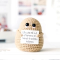 Handmade crochet potato doll with positive card reading Life was all out of lemons - Large Bottom Potato Brown L