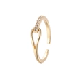 Adjustable gold knotted ring featuring sparkling cubic zirconia and a cutout linked design - Adjustable Open / Knotted Style / Gold