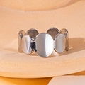 Polished silver stainless steel open ring with a minimalist flat disc link design - Disc Link Style (27) / Steel