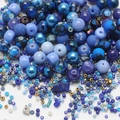 Blue mixed glass beads in various sizes and shapes for DIY jewelry making and crafts - Deep Blue Series