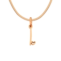 Rose gold stainless steel snake chain necklace with hollow heart key pendant - Letter I / Rose Gold
