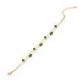 Bracciale dorato a doppio strato con stelle verde smeraldo e ciondoli ovali - Stile Gemma Ovale Verde (4#)