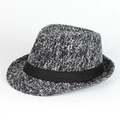 Classic men's autumn winter jazz fedora hat in black and white texture with band - Adjustable / Black Snowflake/Star