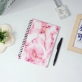 Pink marble A5 spiral notebook with gold glitter accents and elegant wire binding - Pink Marble Pattern (80 Sheets)