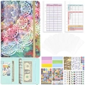 A6 budget binder set with mandala pattern faux leather cover and colorful accessories - Vitality Green
