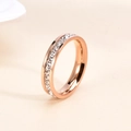 Rose gold titanium steel ring with sparkling round cubic zirconia stones for women - US 7 / Rose Gold