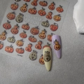 Self-adhesive Halloween pumpkin gold foil nail stickers Co-447 for festive manicure art - Anthropomorphic Pumpkin Face Style (CO-447)