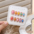 Uñas postizas artesanales con mini tortugas 3D de colores y efecto ojo de gato de forma cuadrada - XS / Tortuga Colorida 3D (FM072-XS)
