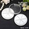 White round 6-compartment nail art storage box with clear lid for beads and pearls - Lace Edge Round Plate (6.5*6.5cm)
