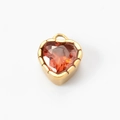 Orange heart-shaped zircon pendant with 18k gold-plated stainless steel frame - Red Zirconia