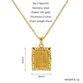 Collana vintage in acciaio inossidabile placcato oro 18k con ciondolo quadrato lettera A - Lettera A