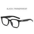 Classic black square frame glasses with transparent lenses and silver star detail - Black Frame Clear Lens
